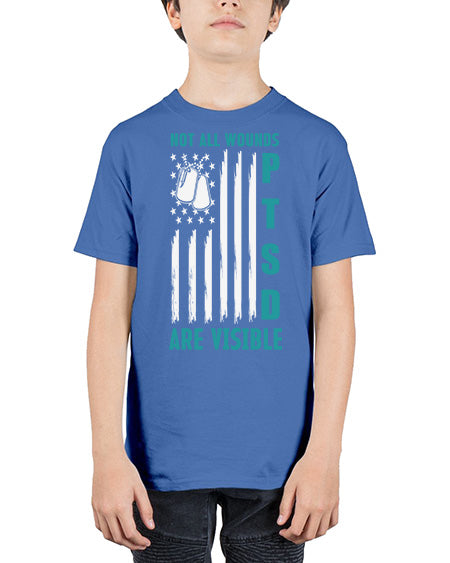 PTSD Awareness Not All Wounds 8# - PTSD - Youth Tee Unisex