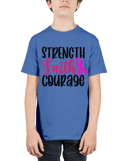 Strength Faith Courage 7# - breast cancer - Youth Tee Unisex