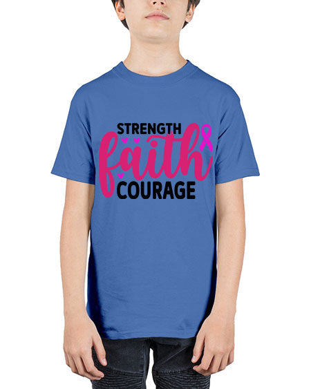 Strength Faith Courage 8# - breast cancer - Youth Tee Unisex