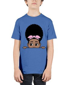 afro puff bandana girl peekaboo 85# - black girls or women - Youth Tee Unisex