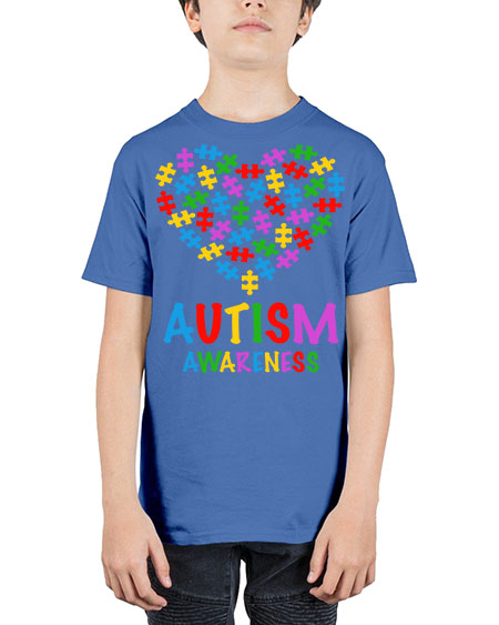 autism awareness heart love puzzle 15# - autism - Youth Tee Unisex