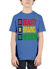 beauty brains wisdom 262# - black words and phrases - Youth Tee Unisex