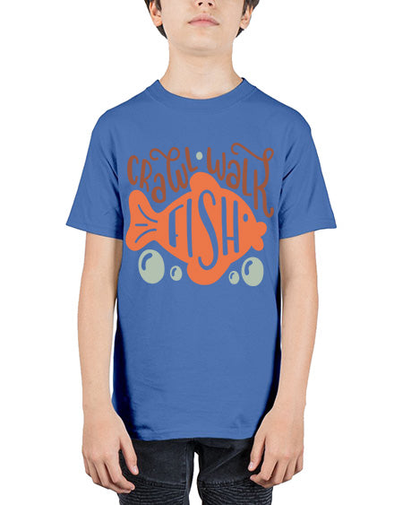 crawl walk fish 63# - shark-fish - Youth Tee Unisex