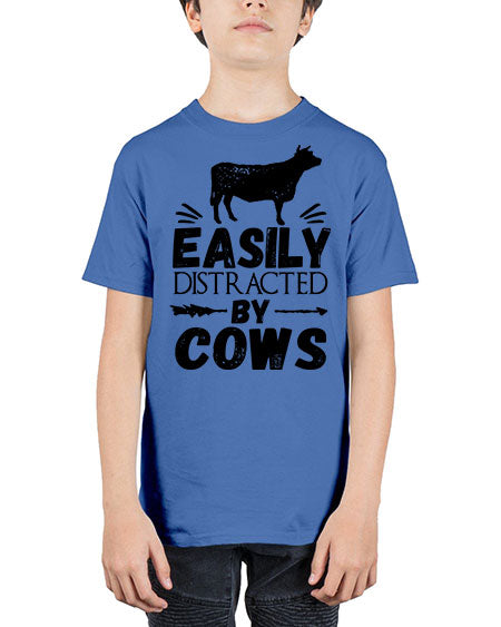 easily distracted by cows - cow - Youth Tee Unisex