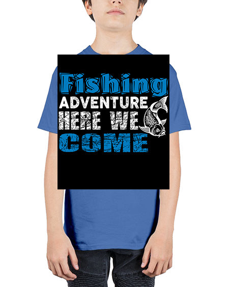 fishing adventure here we come png 52# - shark-fish - Youth Tee Unisex
