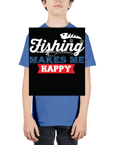 fishing makes me happy png 46# - shark-fish - Youth Tee Unisex