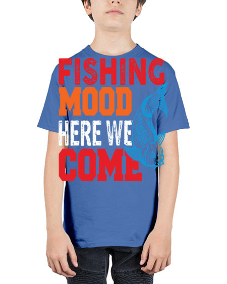 fishing mood here we come png 76# - shark-fish - Youth Tee Unisex