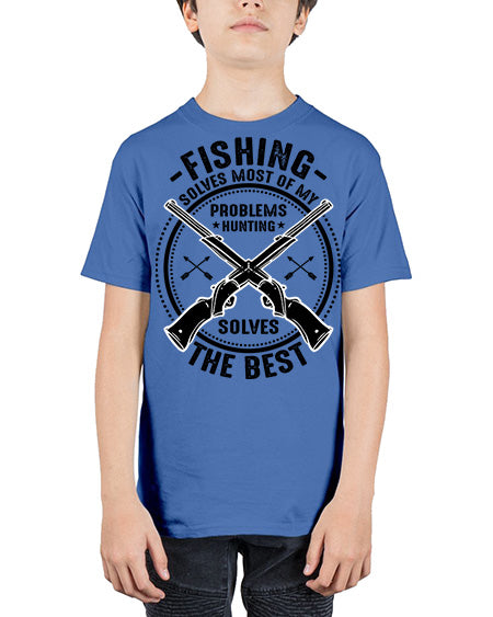 fishing solves most 74# - shark-fish - Youth Tee Unisex