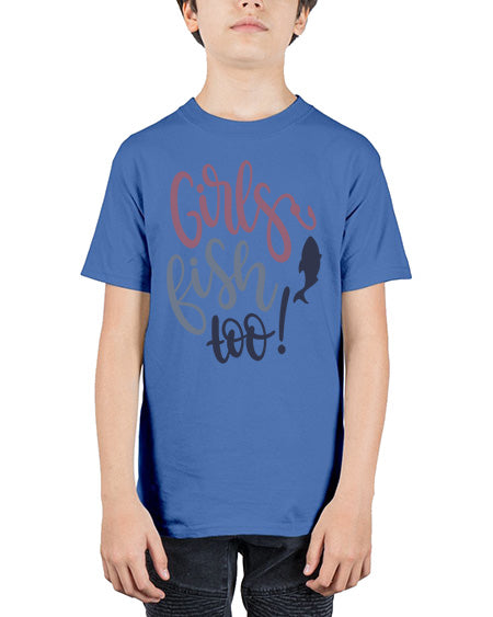 girls fish too 14# - shark-fish - Youth Tee Unisex