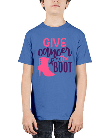 give cancer the boot Style 11# - breast cancer - Youth Tee Unisex