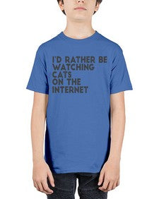 id rather be watching cats on the internet - cats - Youth Tee Unisex