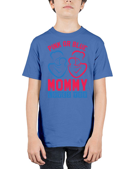 pink or blue Mommy Loves you Style 187# - baby shower - Youth Tee Unisex