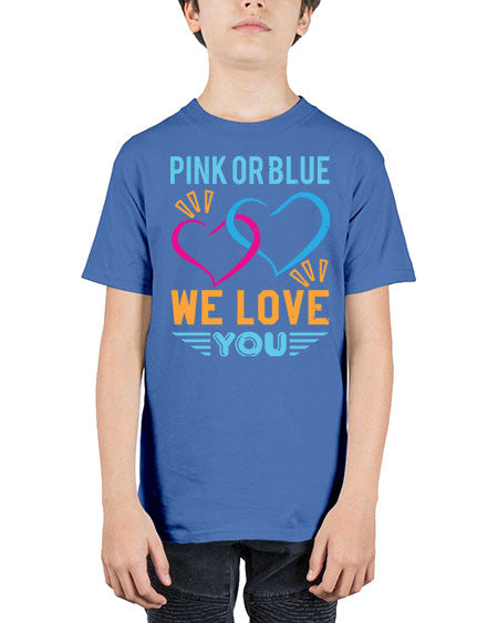 pink or blue we love you Style 190# - baby shower - Youth Tee Unisex