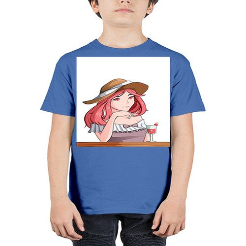 pretty woman with fresh juice in summer 37# - anime - Youth Tee Unisex