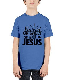raised on sweet and jesus 1491# - tea - Youth Tee Unisex
