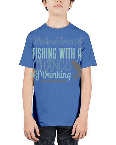 weekend forecast fishing with a chance of drinking 91# - shark-fish - Youth Tee Unisex
