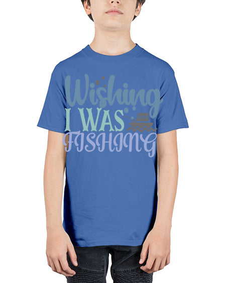 wishing i was fishing 90# - shark-fish - Youth Tee Unisex