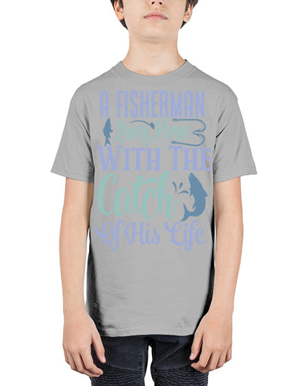 A Fisherman Lives Here With The Catch Of His Life 125# - shark-fish - Youth Tee Unisex