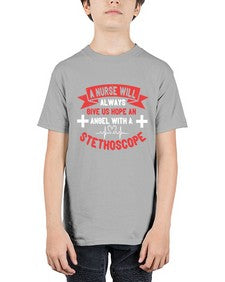 A Nurse will always give us hope an Angel with a stethoscope Style 20# - nurse - Youth Tee Unisex