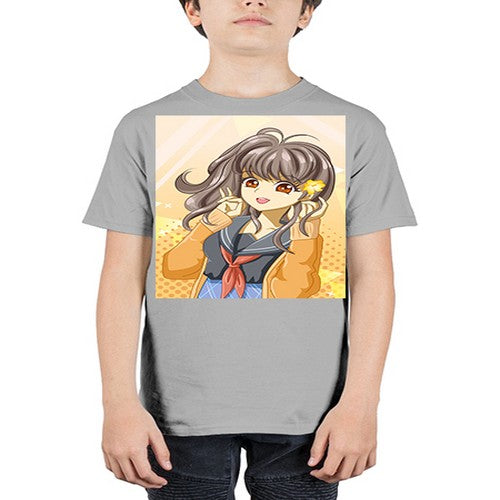 A beautiful and happy girl back to school 90# - anime - Youth Tee Unisex