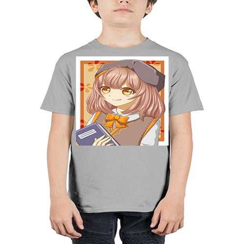 A beautiful girl wearing uniform with book 93# - anime - Youth Tee Unisex