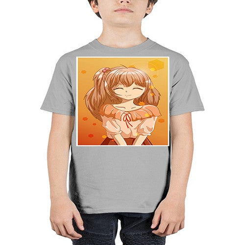 Beautiful and cute girl brown hair at sunset 164# - anime - Youth Tee Unisex