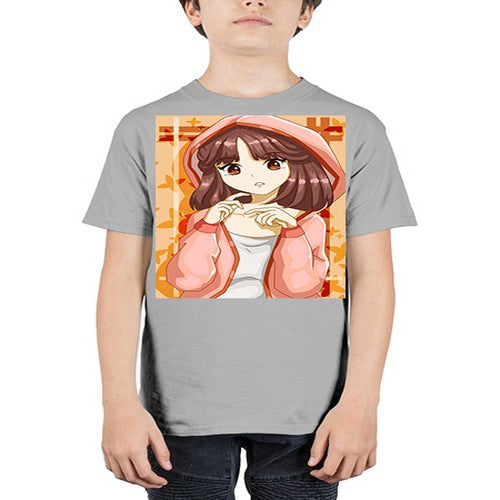 Beautiful and cute girl brown hair with jacket 81# - anime - Youth Tee Unisex
