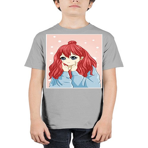 Beautiful and cute girl long red hair with jacket 150# - anime - Youth Tee Unisex