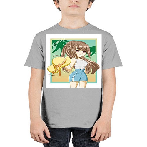 Beautiful and cute girl with hat on the beach in the summer 154# - anime - Youth Tee Unisex