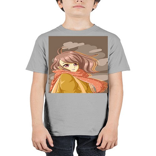 Beautiful and cute girl with scarf 91# - anime - Youth Tee Unisex