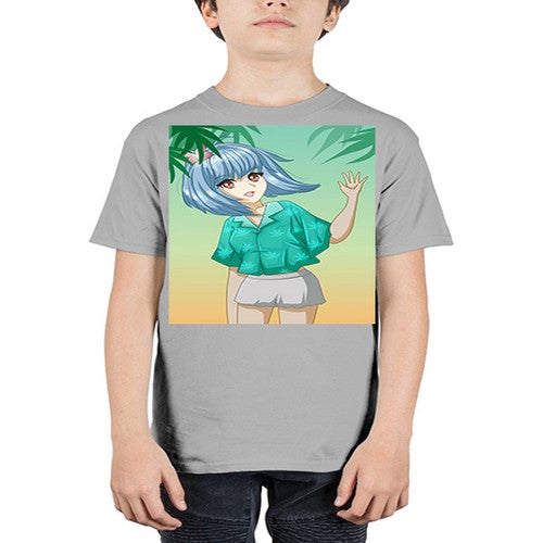 Beautiful and happy girl on the beach in summer 48# - anime - Youth Tee Unisex