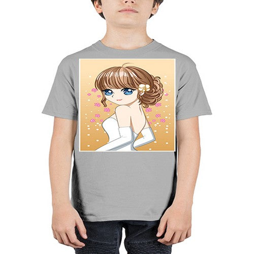 Beautiful and happy girl wearing wedding dress 84# - anime - Youth Tee Unisex