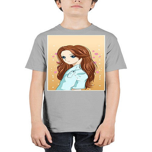 Beautiful and pretty girl brown long hair 123# - anime - Youth Tee Unisex
