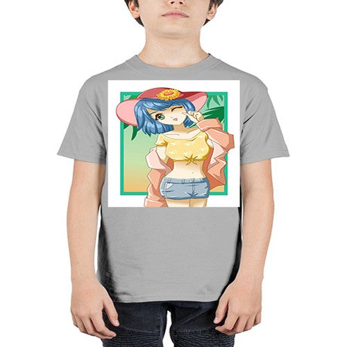 Beautiful and sexy girl on the beach with cute hat in summer 1# - anime - Youth Tee Unisex