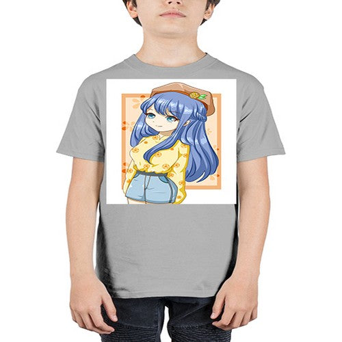 Beautiful and soft girl blue hair in summer 153# - anime - Youth Tee Unisex