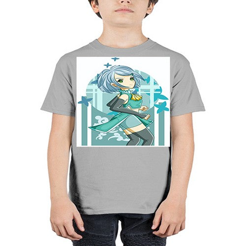 Beautiful girl blue hair with green clothes 161# - anime - Youth Tee Unisex