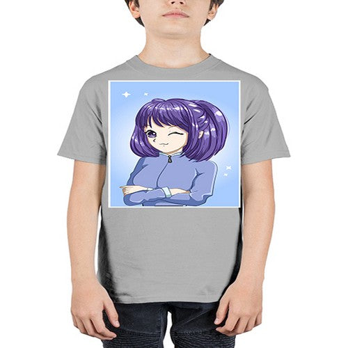 Beautiful girl short purple hair 6# - anime - Youth Tee Unisex