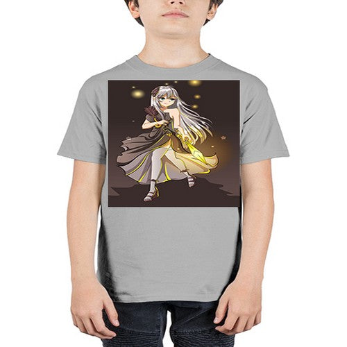 Beautiful girl with black dress and sword game 129# - anime - Youth Tee Unisex