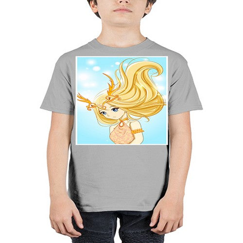 Beautiful queen with gold hair and gold horn crown 39# - anime - Youth Tee Unisex