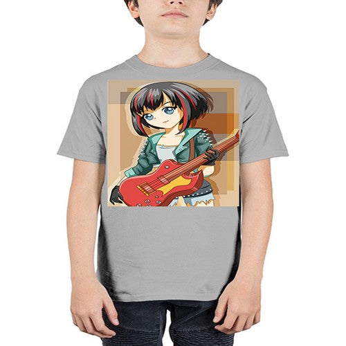 Beautiful rock girl with bass guitar perform 173# - anime - Youth Tee Unisex