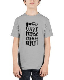 Coffee Mask Teach Repeat Style 660# - teacher - Youth Tee Unisex
