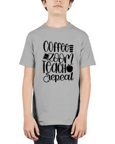 Coffee Zoom Teach Repeat Style 674# - teacher - Youth Tee Unisex