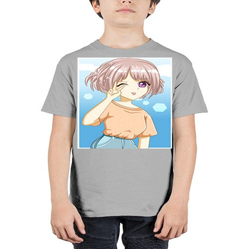 Cute and beautiful girl cream hair yellow shirt 29# - anime - Youth Tee Unisex
