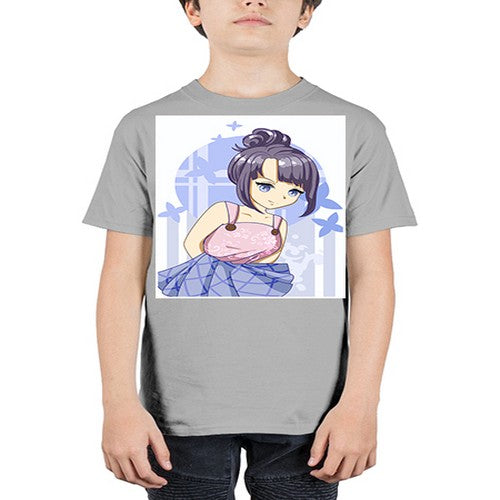 Cute and beautiful girl purple hair 167# - anime - Youth Tee Unisex