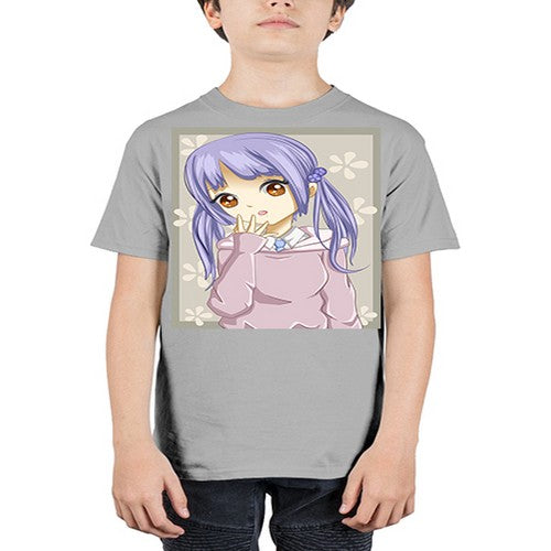 Cute and beautiful girl purple hair 25# - anime - Youth Tee Unisex