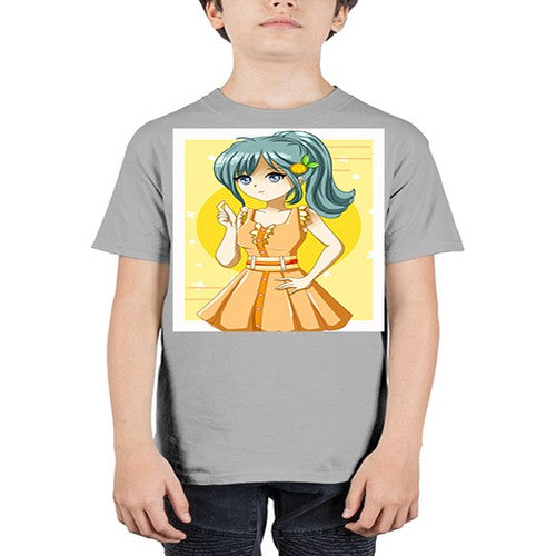 Cute and beautiful orange theme girl in summer 45# - anime - Youth Tee Unisex