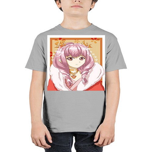 Cute and beautiful queen pink hair with red dress 124# - anime - Youth Tee Unisex