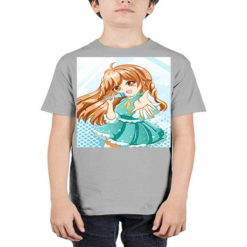 Cute and beautiful singer girl with green dress 163# - anime - Youth Tee Unisex