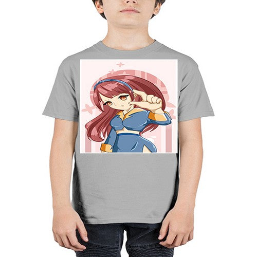 Cute and cool girl red long hair 166# - anime - Youth Tee Unisex