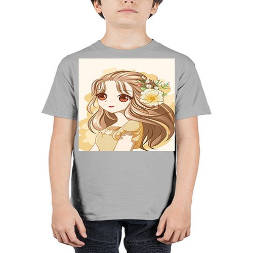 Cute and happy girl with flowers crown 57# - anime - Youth Tee Unisex